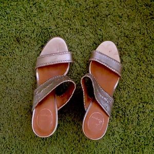 Jack rogers wedge gold sandals slide size 9 hot
